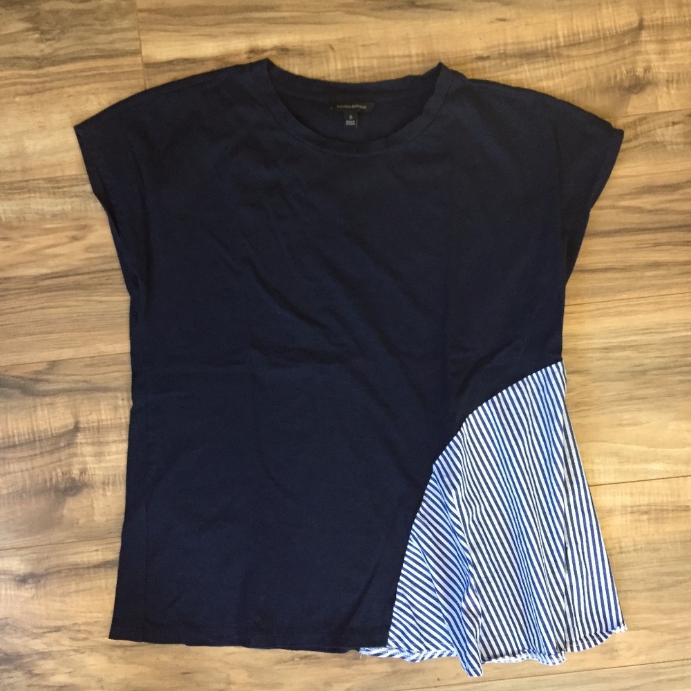 Banana Republic Side Drape Navy T Shirt S